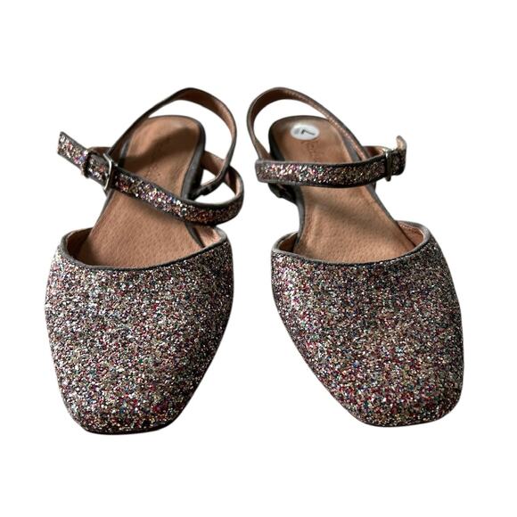 Madewell Size 7 Leather The Jeanine Slingback‎ Flats in Glitter - Picture 1 of 6